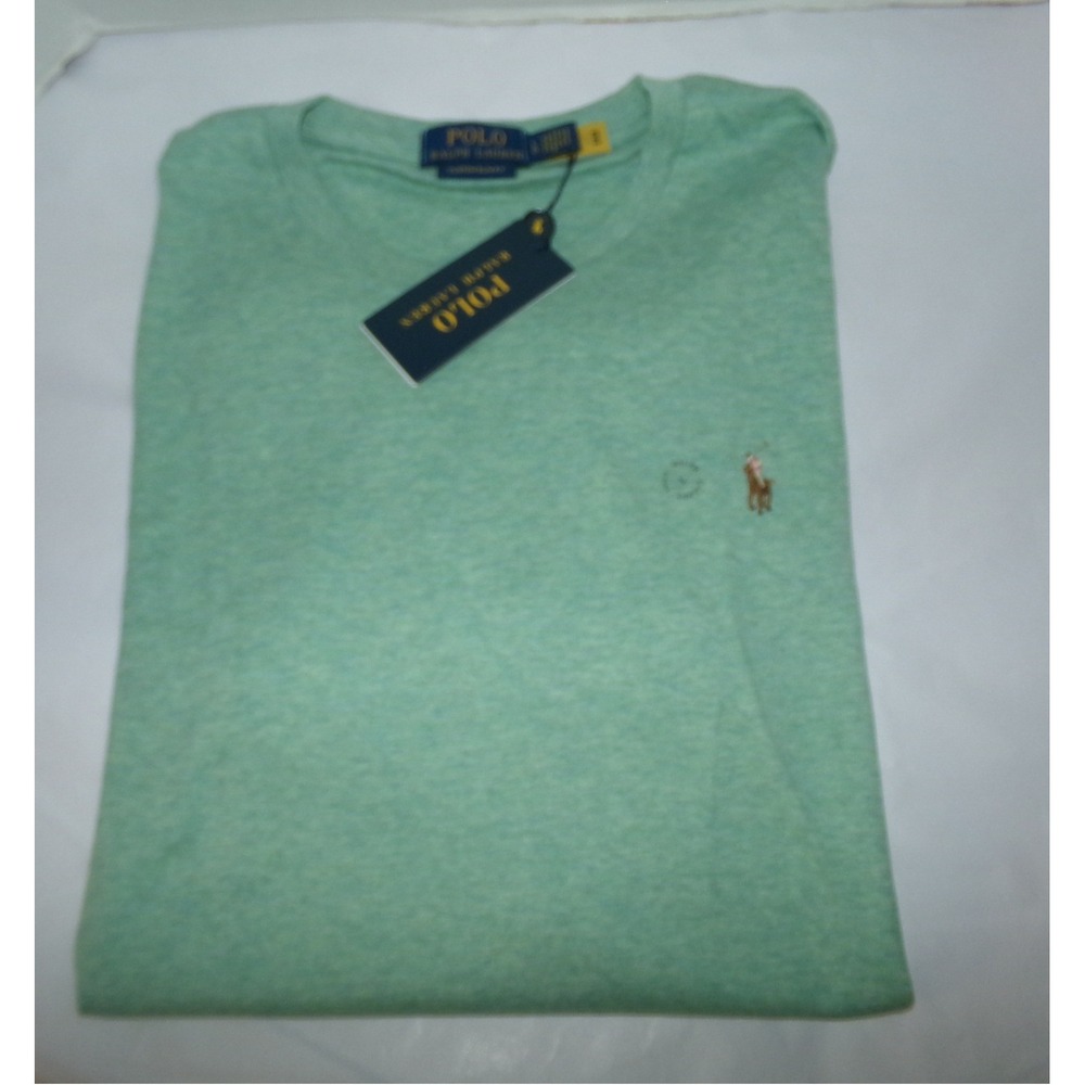 Polo Ralph Lauren Men Custom Slim Fit T-Shirt Heather Green Crew Neck NWT Large